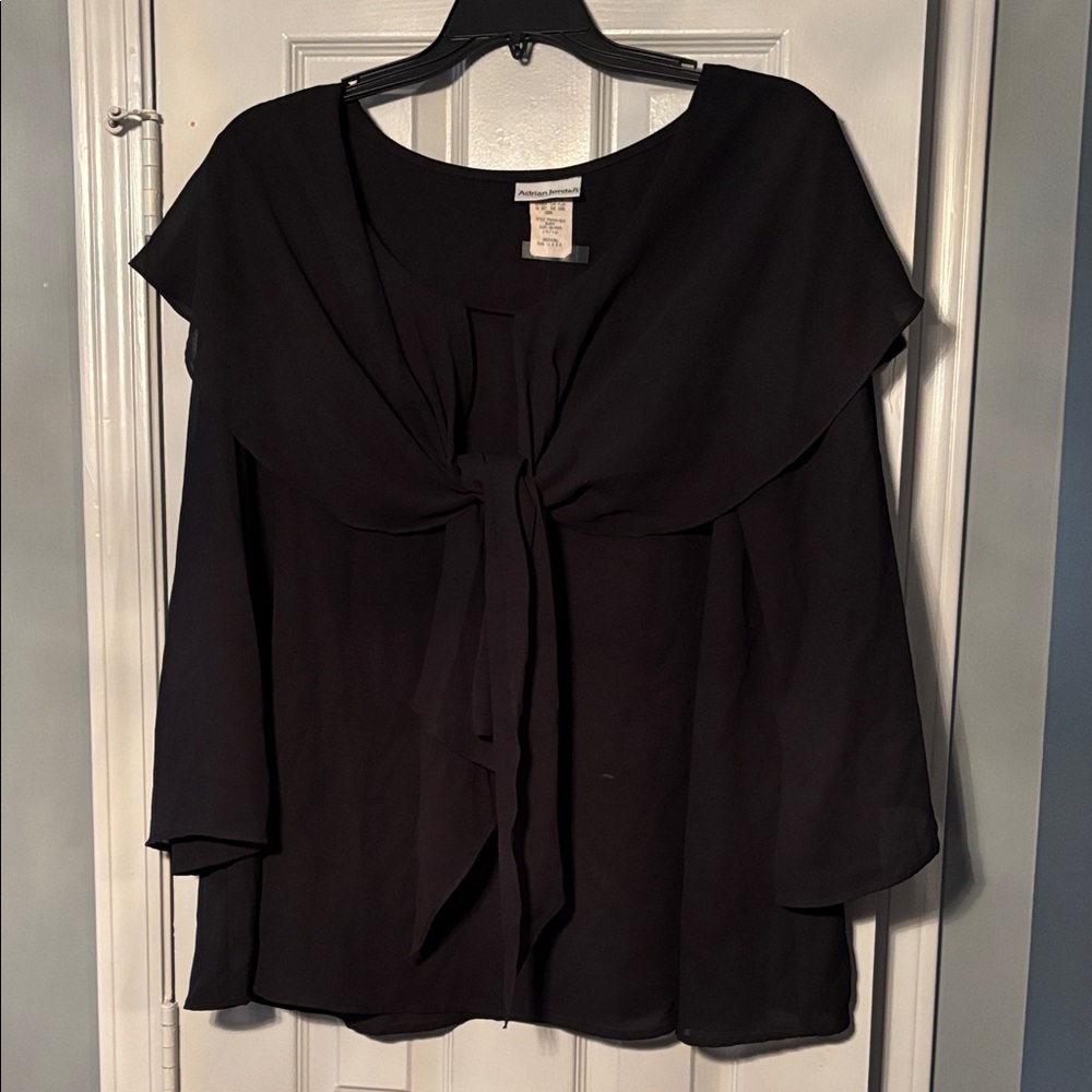 Adrian Jordan Sheer Black Top with Built In Scarf